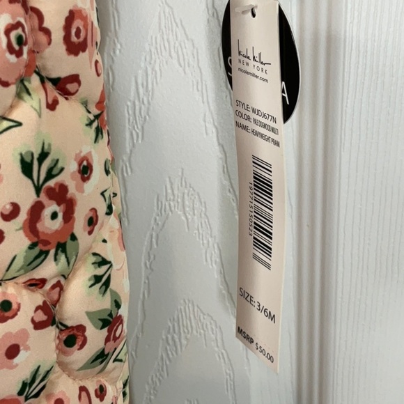 NWT Nicole Miller New York- Hooded Snowsuit One Piece Pink Floral 3/6M - Picture 4 of 16